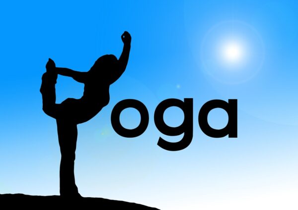 silhouette, woman, yoga